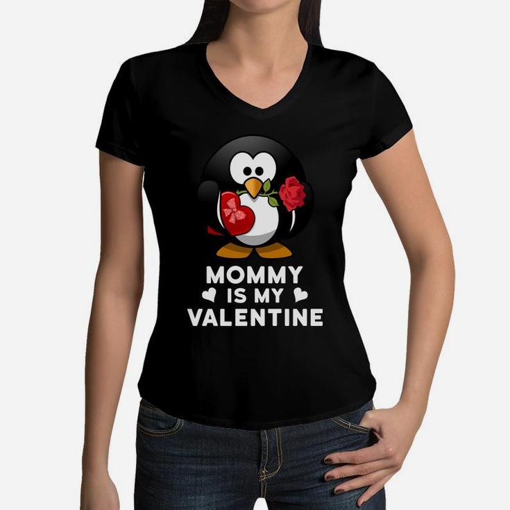 Funny Valentines Day For Kids Mommy Is My Valentine Women V-Neck T-Shirt