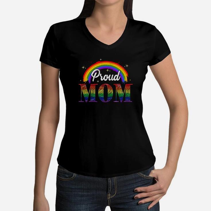 Gay Proud Mom Pride Women V-Neck T-Shirt