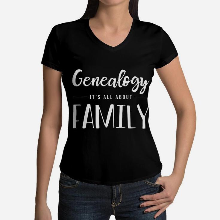 Genealogy Family Tree Genealogist Ancestry Ancestor Gift Women V-Neck T-Shirt