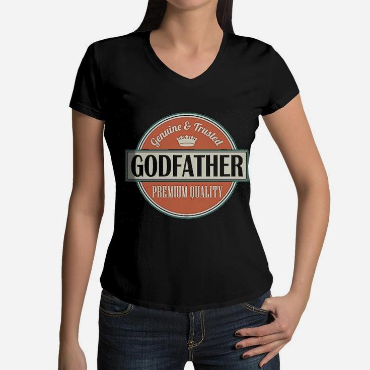 Godfather Fathers Day Vintage Gift Women V-Neck T-Shirt