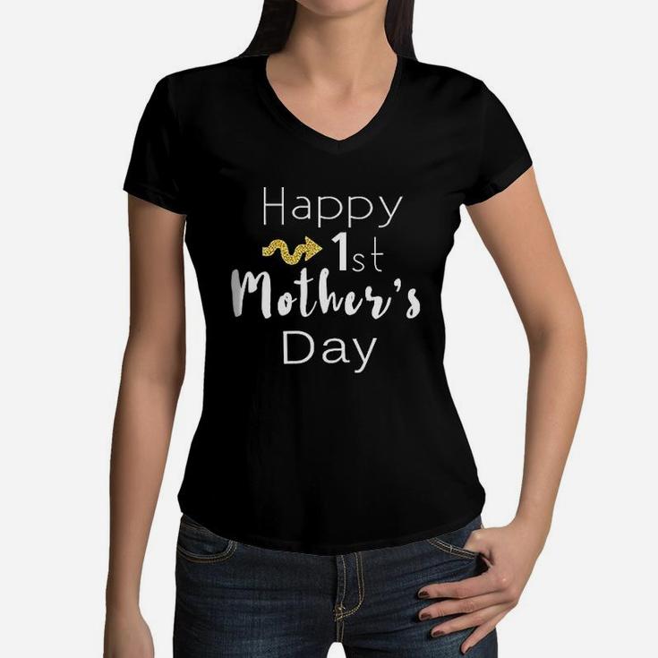 Happy 1st Mother s Day Baby Women V-Neck T-Shirt