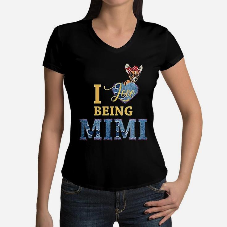 I Love Being Mimi Grandmas Mothers Day Women V-Neck T-Shirt