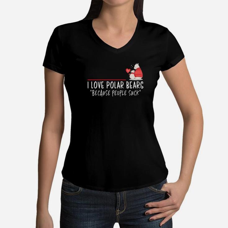 I Love Mama Polar Bear Funny Saying Spirit Animal Women V-Neck T-Shirt