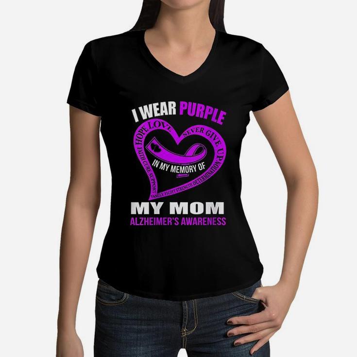 In My Memory Of My Mom Alzheimers Awareness Women V-Neck T-Shirt