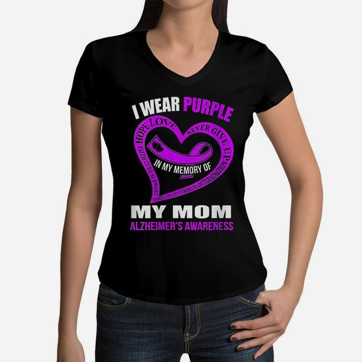 In My Memory Of My Mom Alzheimer's Awareness Women V-Neck T-Shirt