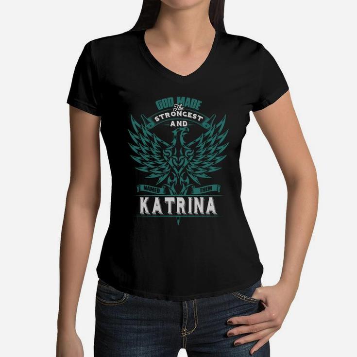 Katrina Shirt, Katrina Family Name, Katrina Funny Name Gifts T Shirt Women V-Neck T-Shirt