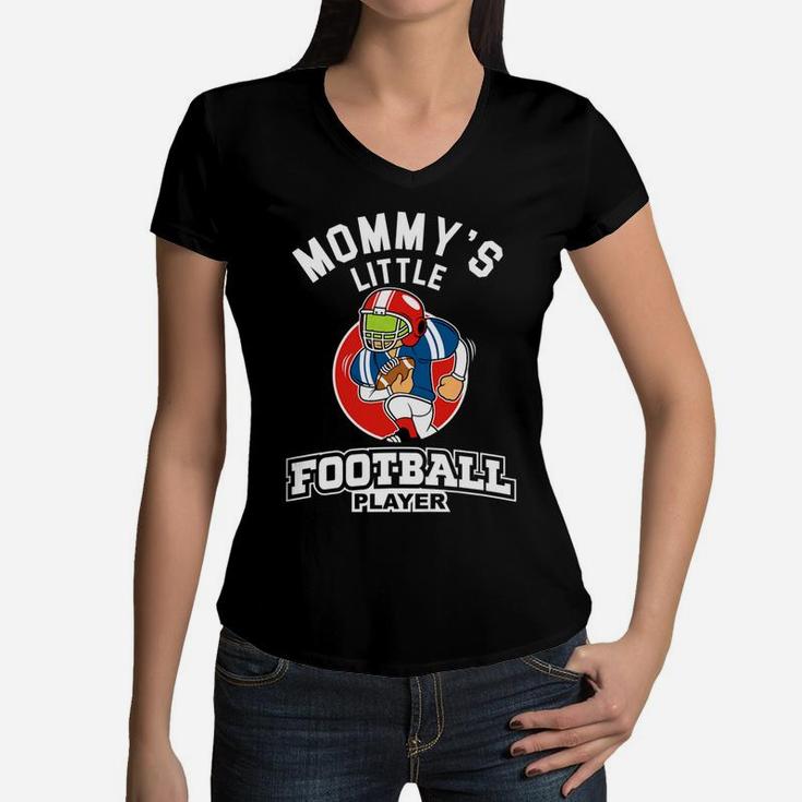 Kids Football Boys Mommys Little Football Player Women V-Neck T-Shirt