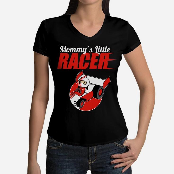 Kids Racer Mommys Little Racer Boys Race Car Driver Women V-Neck T-Shirt