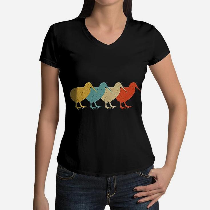 Kiwi Vintage Retro Bird Animal Lover 60s 70s Gift Women V-Neck T-Shirt