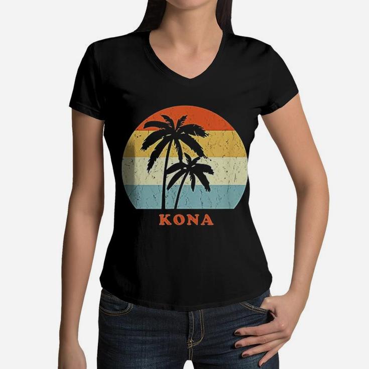 Kona Hawaii Vintage Women V-Neck T-Shirt