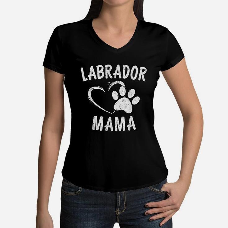 Labrador Mama Gift Black Golden Lab Mom Apparel Dog Women V-Neck T-Shirt
