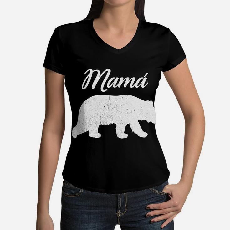 Latin Mexican Mom Spanish Mama Bear Mothers Day Gift Women V-Neck T-Shirt