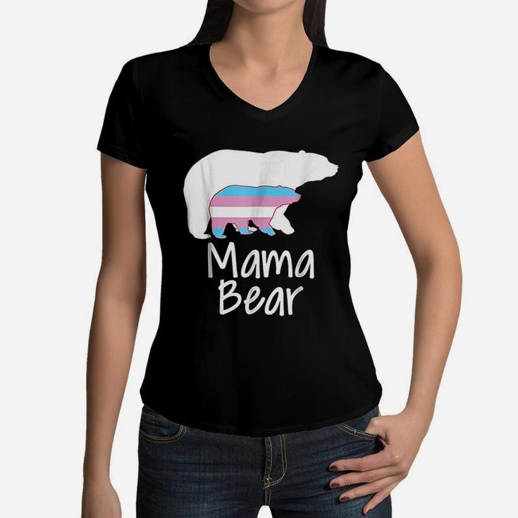 Lgbt Mom Mama Bear Mothers Transgender Pride Women V-Neck T-Shirt