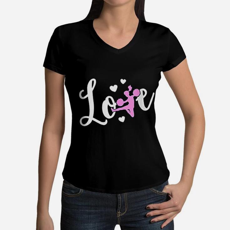 Love Cheer Mom Cheerleader Mom Women V-Neck T-Shirt