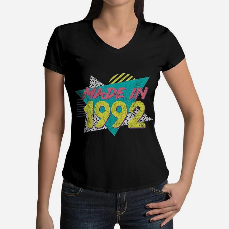 Made In 1992 Retro Vintage 29th Birthday  Women V-Neck T-Shirt