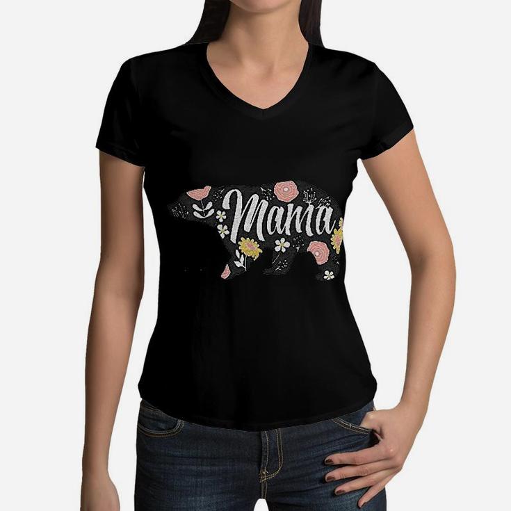 Mama Bear Cool birthday Women V-Neck T-Shirt