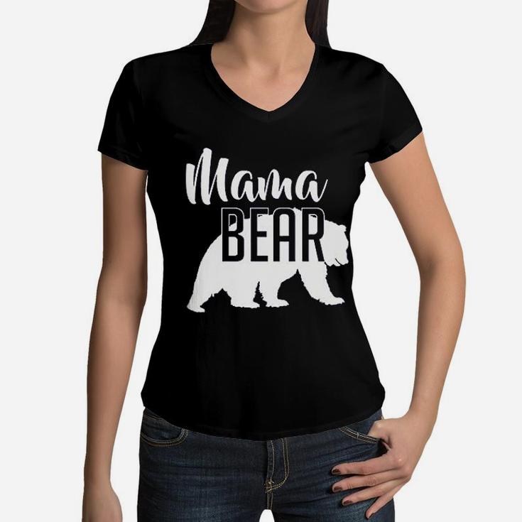 Mama Bear Mom Women Soft Women V-Neck T-Shirt