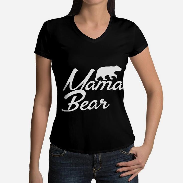 Mama Bear Momma Bear birthday Women V-Neck T-Shirt