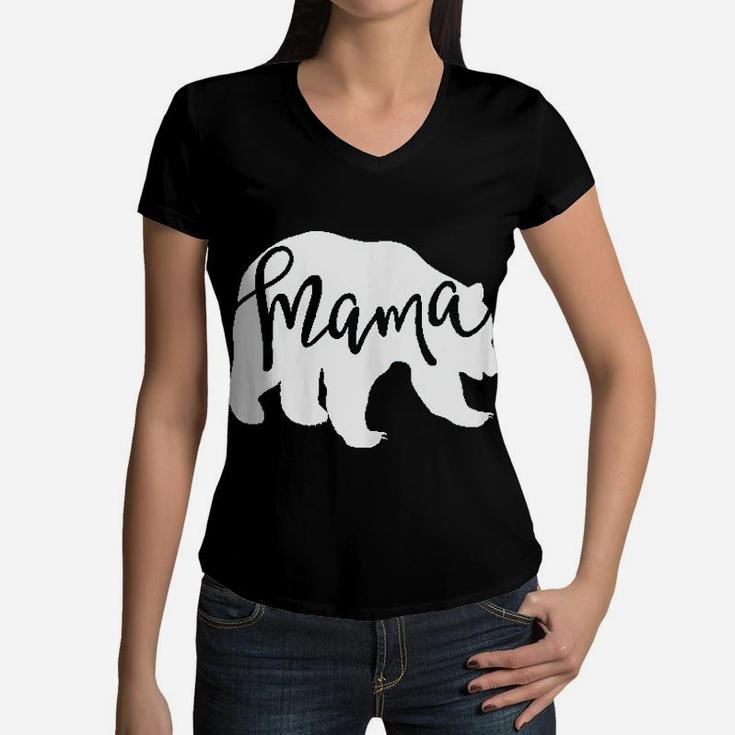 Mama Bear Momma Family Matching Mothers Day Inspired Women V-Neck T-Shirt