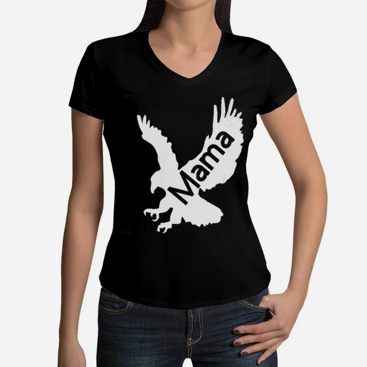 Mama Hawk Mom Eagle Protective Dark Women V-Neck T-Shirt