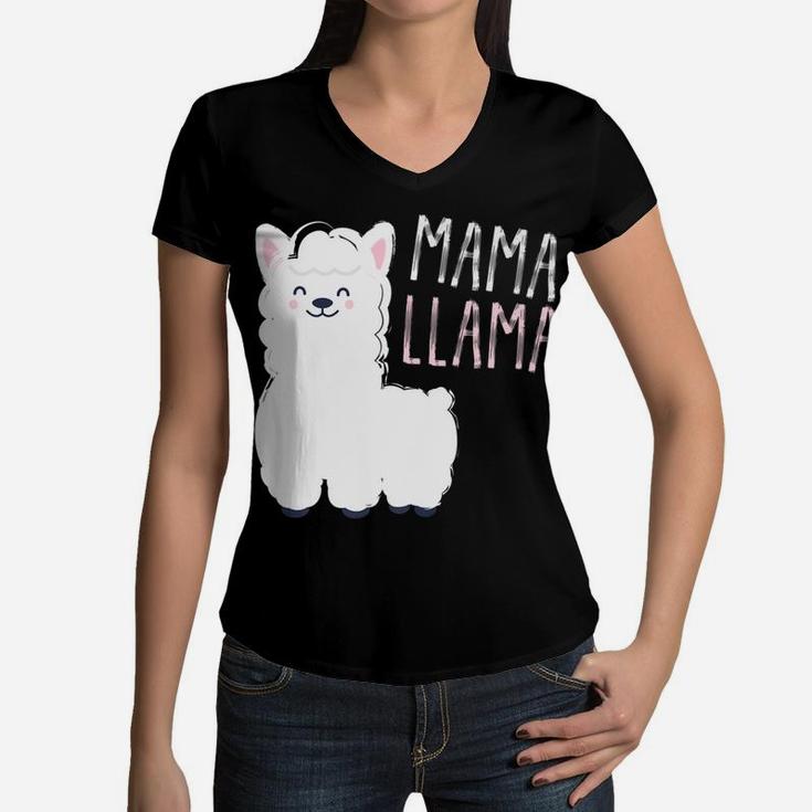 Mama Llama Cute Best Gift For Animal Llama Lover Women V-Neck T-Shirt
