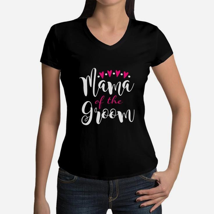 Mama Of The Groom For Mother Wedding Party Shirts Women V-Neck T-Shirt