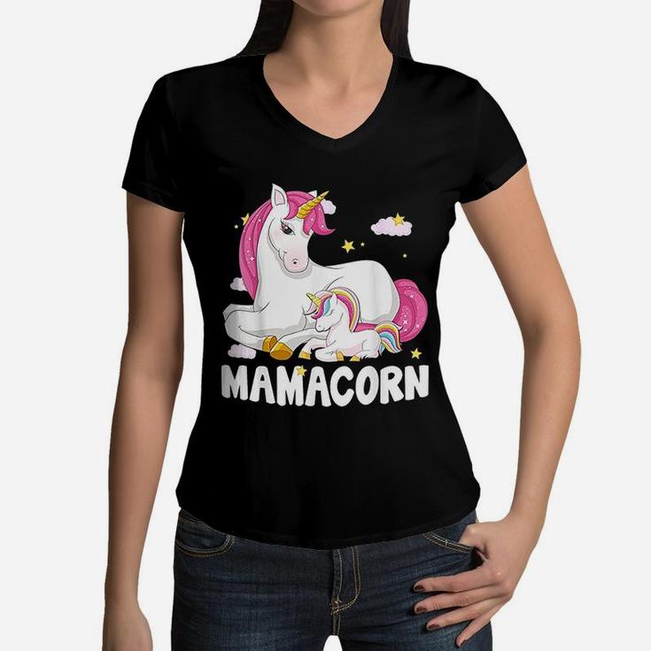 Mamacorn Unicorn New Mom Women V-Neck T-Shirt
