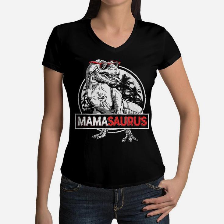 Mamasaurus T Rex Mama Saurus Dinosaur Women Mom Gift Women V-Neck T-Shirt