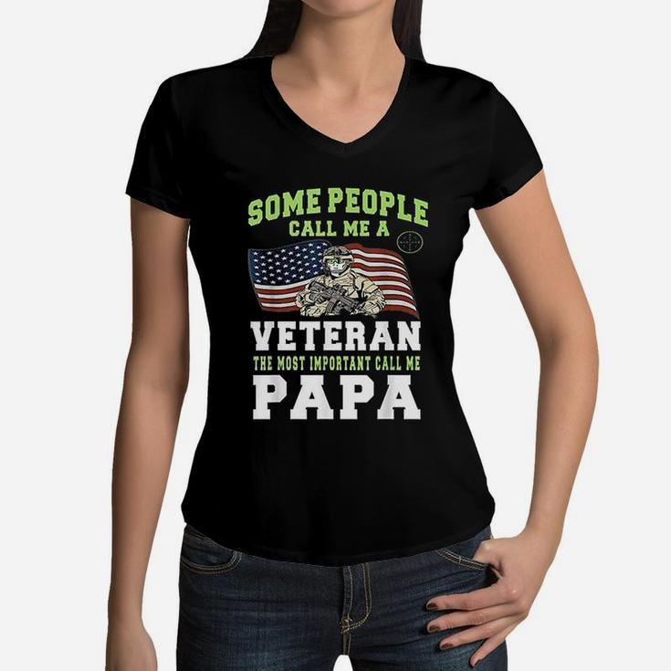 Men Grandpa Veteran The Important Call Me Women V-Neck T-Shirt
