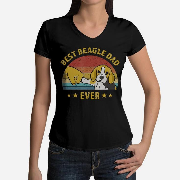 Mens Cute Best Beagle Dad Ever Retro Vintage Gift Puppy Lover T-shirt Women V-Neck T-Shirt