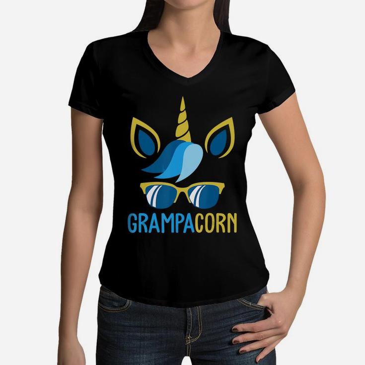 Mens Grampacorn Family Grampa Father's Day Unicorn T-shirt Women V-Neck T-Shirt