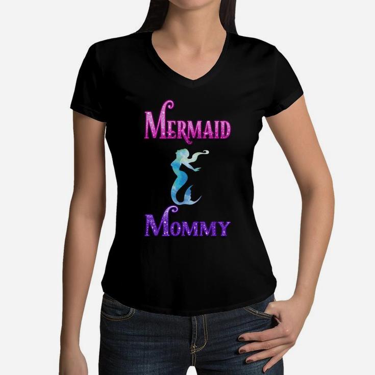 Mermaid Mommy Mermaid Women V-Neck T-Shirt