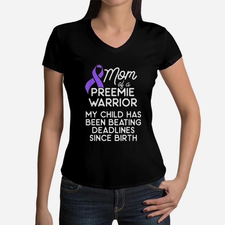 Micro Preemie Nicu Mommy Warrior Premature Birth New Mom Women V-Neck T-Shirt