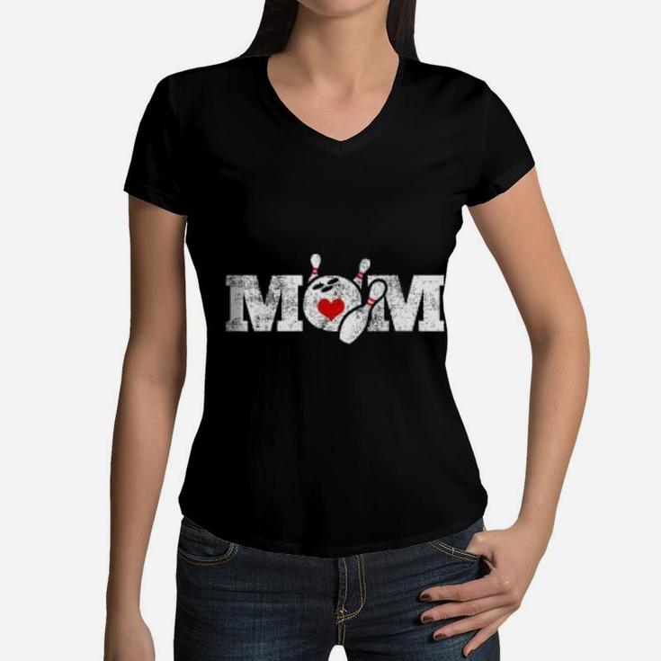 Mom Mama Bowling Sports Women V-Neck T-Shirt
