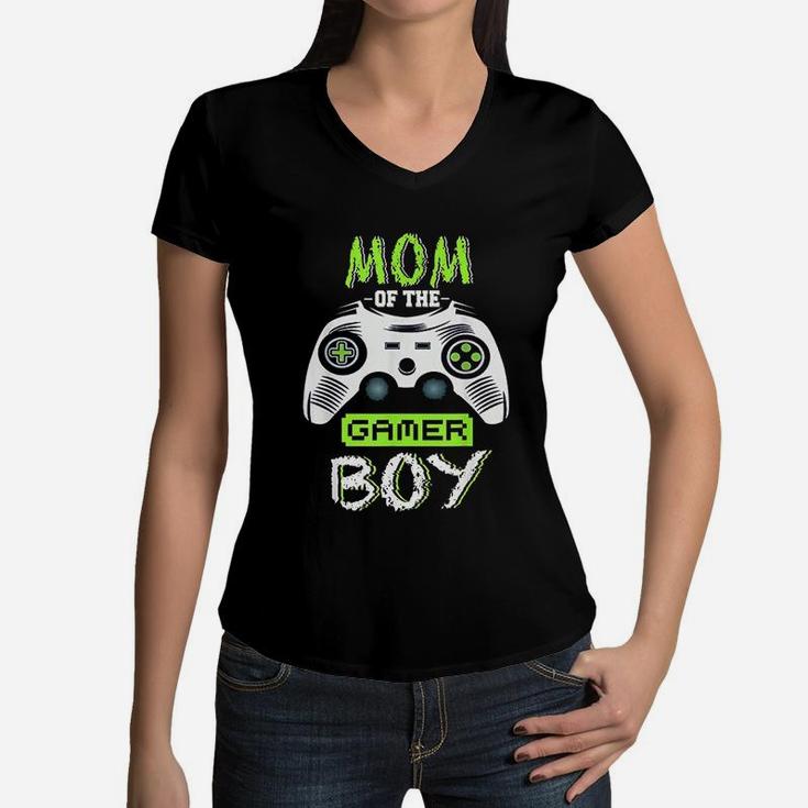 Mom Of The Gamer Boy Matching Video Gamer Women V-Neck T-Shirt