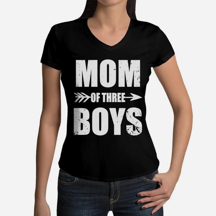 Mom Of Three Sons - Proud Mom Of Three Sons T-shirt Women V-Neck T-Shirt