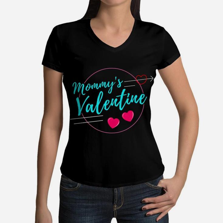 Mommy Valentine Valentines Day Heart Kids Boys Girls Women V-Neck T-Shirt