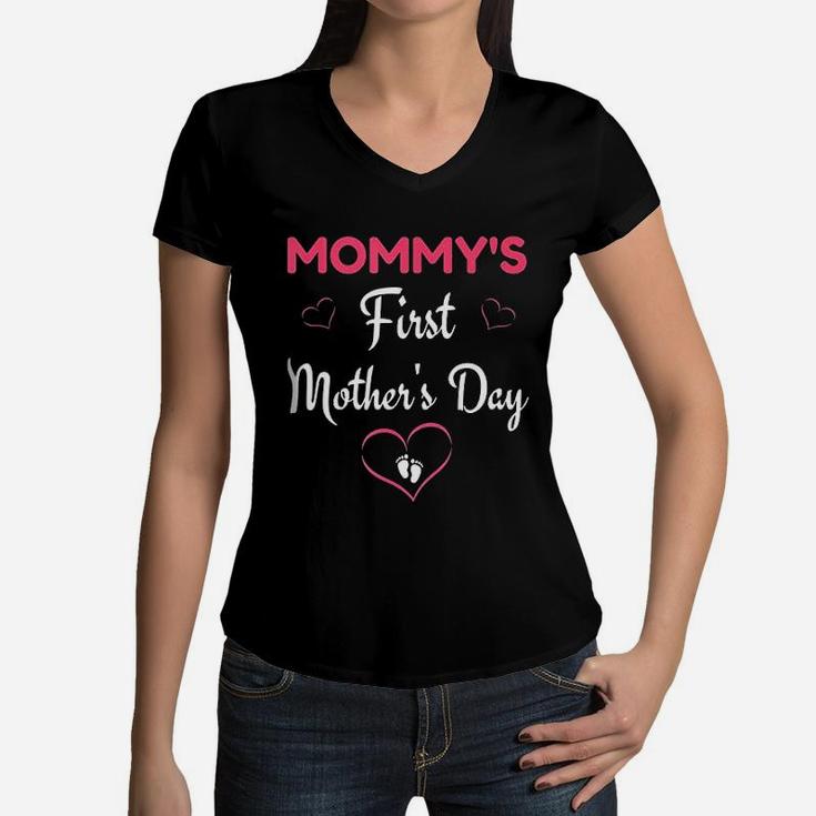 Mommys First Mothers Day Baby 1st Mothers Day Women V-Neck T-Shirt