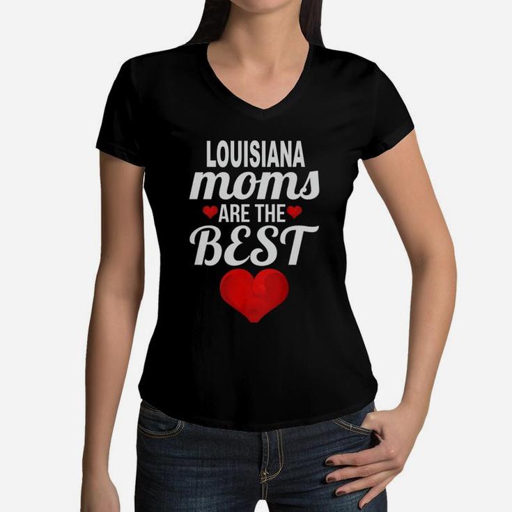 Moms From Louisiana Are The Best US States Mothers Day Gift Women V-Neck T-Shirt