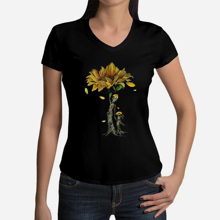 Mother Sunflower Daughter Sunflower Women V-Neck T-Shirt