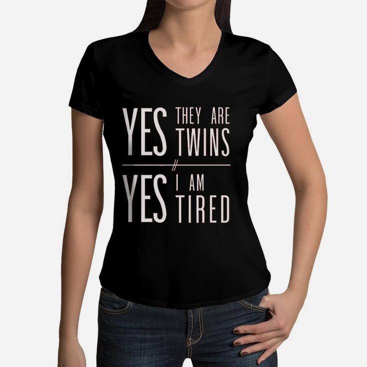 Mothers Day For Mom Or Dad Of Twins Women V-Neck T-Shirt