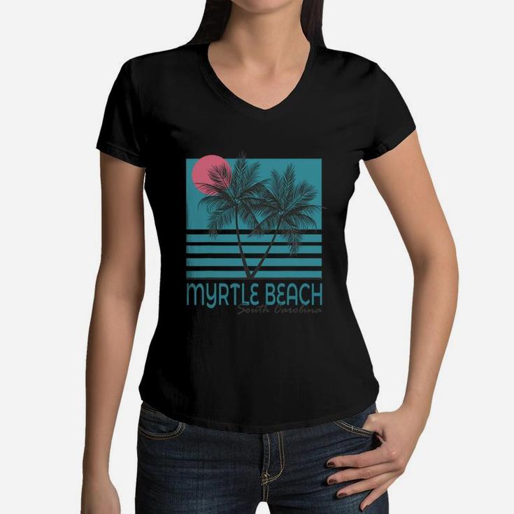 Myrtle Beach South Carolina Vintage Souvenirs Women V-Neck T-Shirt