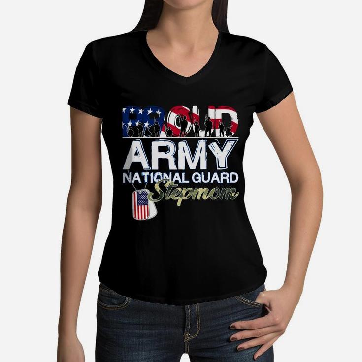 National Freedom Day Proud Army National Guard Stepmom Women V-Neck T-Shirt