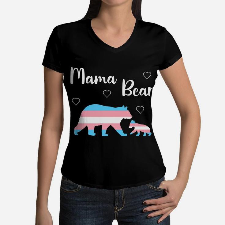Nonbinary Mama Bear Transgender Trans Pride Women V-Neck T-Shirt