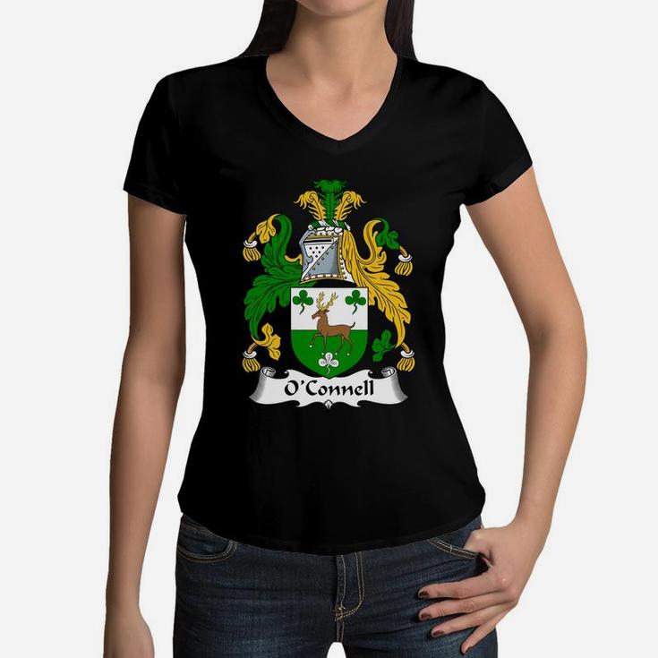 O'connell Coat Of Arms Irish Family Crests Women V-Neck T-Shirt