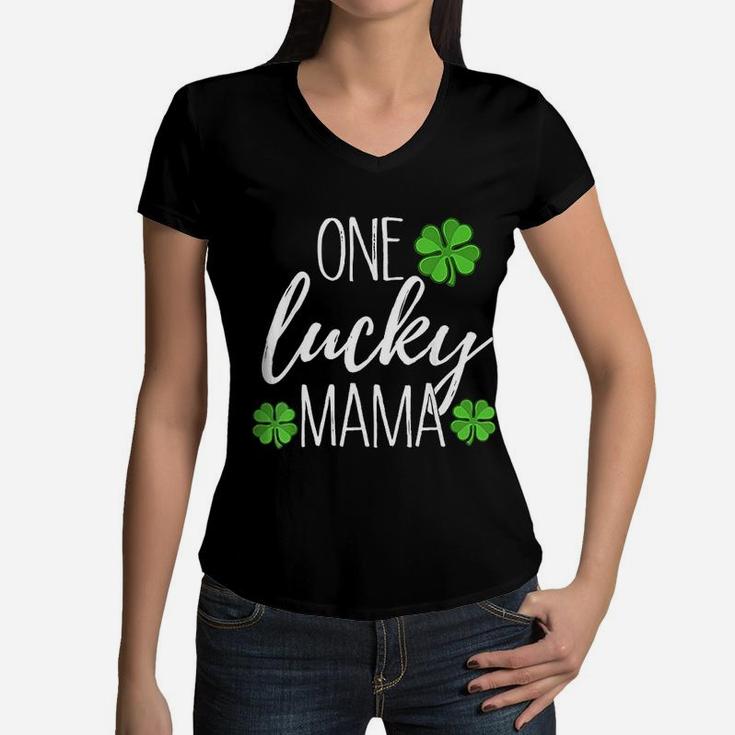 One Lucky Mama Matching St Patricks Day Women V-Neck T-Shirt