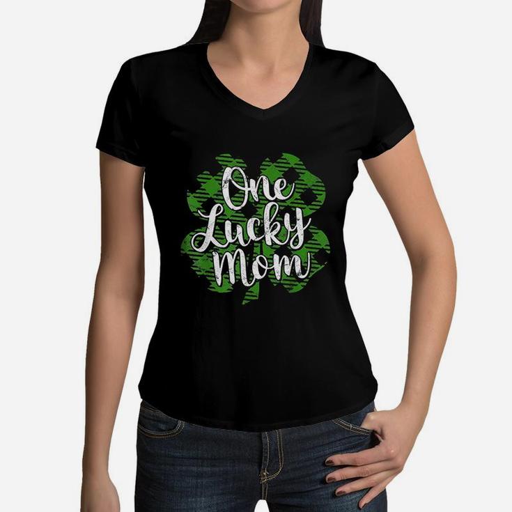 One Lucky Mama Women V-Neck T-Shirt