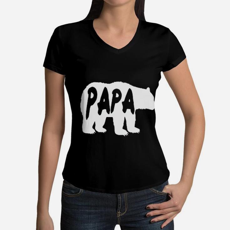 Papa Bear Mama Bear Baby Bear Cute Family Women V-Neck T-Shirt
