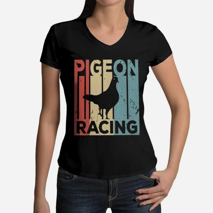 Pigeon Racing Vintage Women V-Neck T-Shirt