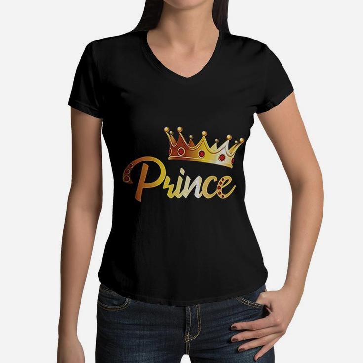 Prince For Boys Gift Family Matching Gift Royal Prince Women V-Neck T-Shirt